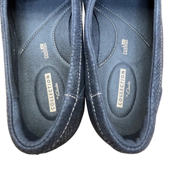 Clarks Black Scales Design Slip-On Bow Detail Cushion Soft Loafers Sz 9XW - Picture 5 of 8